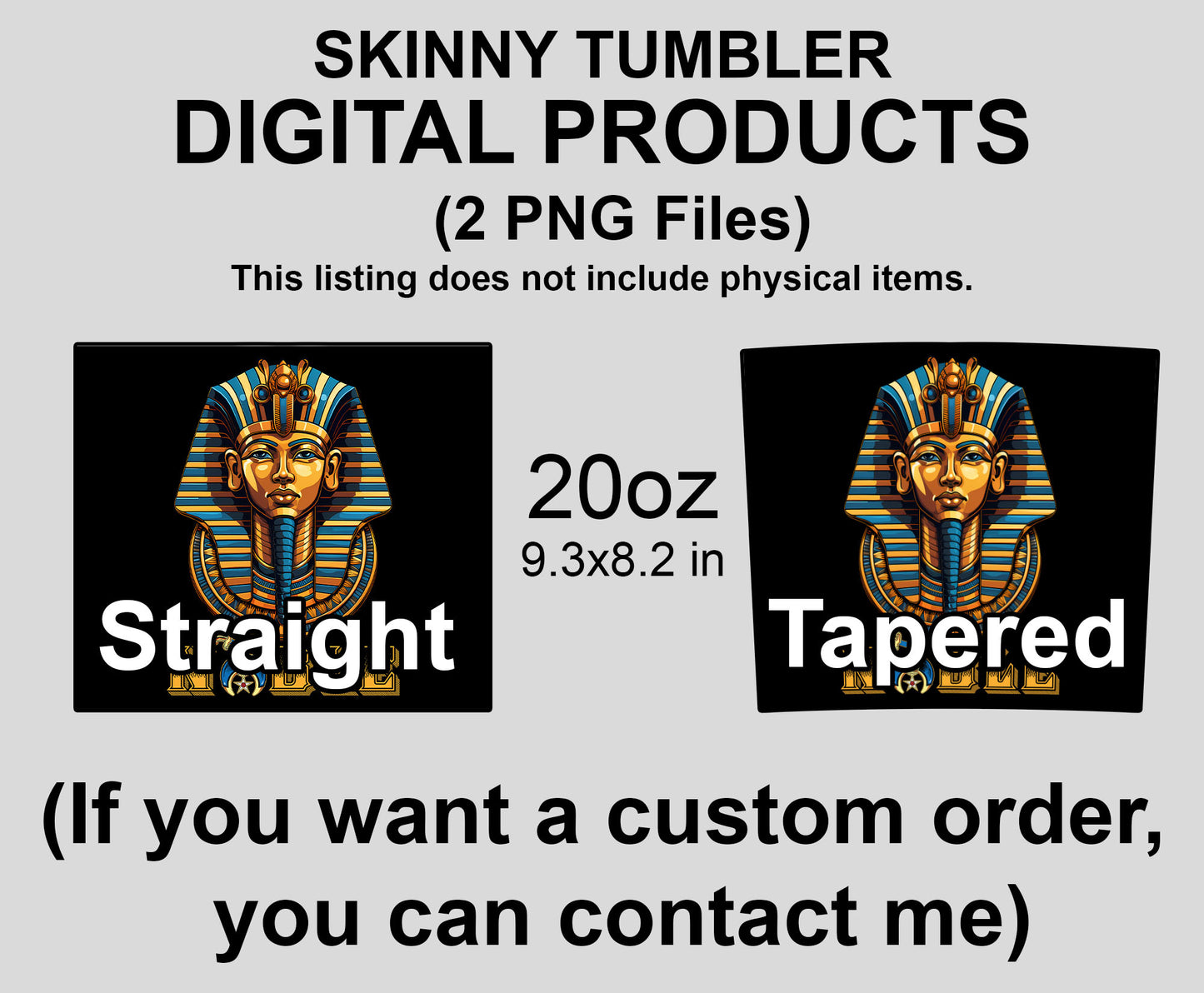 Noble Shriner Egyptian Pharaoh King Tutankhamun - Skinny Tumbler Wrap PNG File Digital