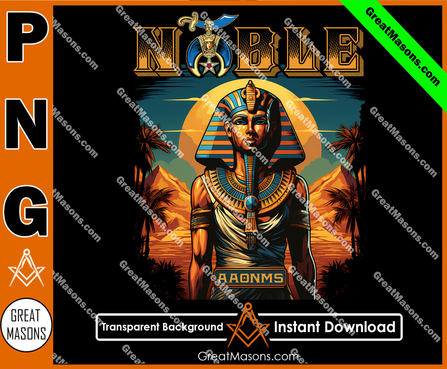 Noble Shriner Egyptian Pharaoh Tutankhamun AAONMS - PNG Transparent High Quality File