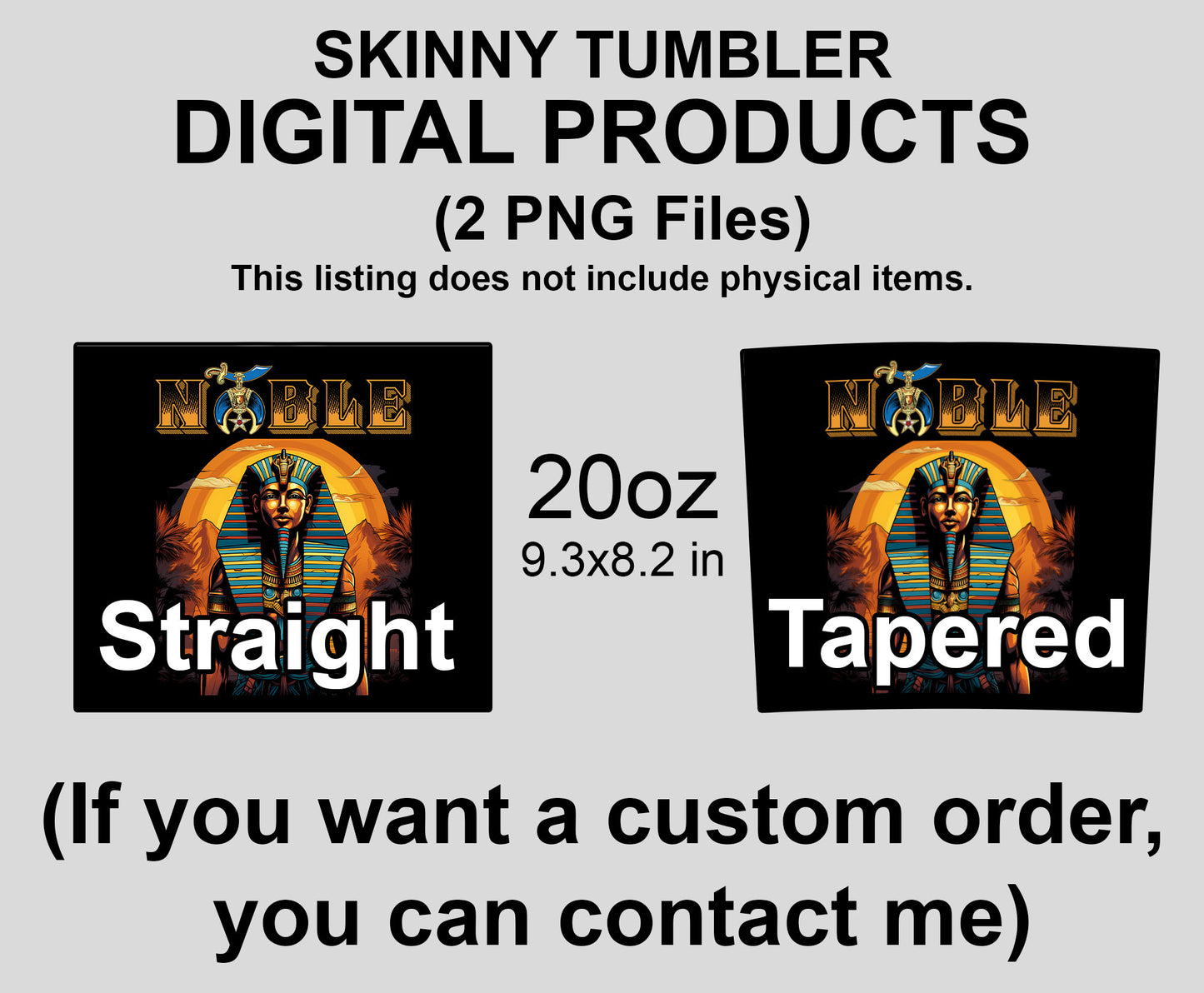 Noble Shriner Egyptian Pharaoh King Tutankhamun - Skinny Tumbler Wrap PNG File Digital