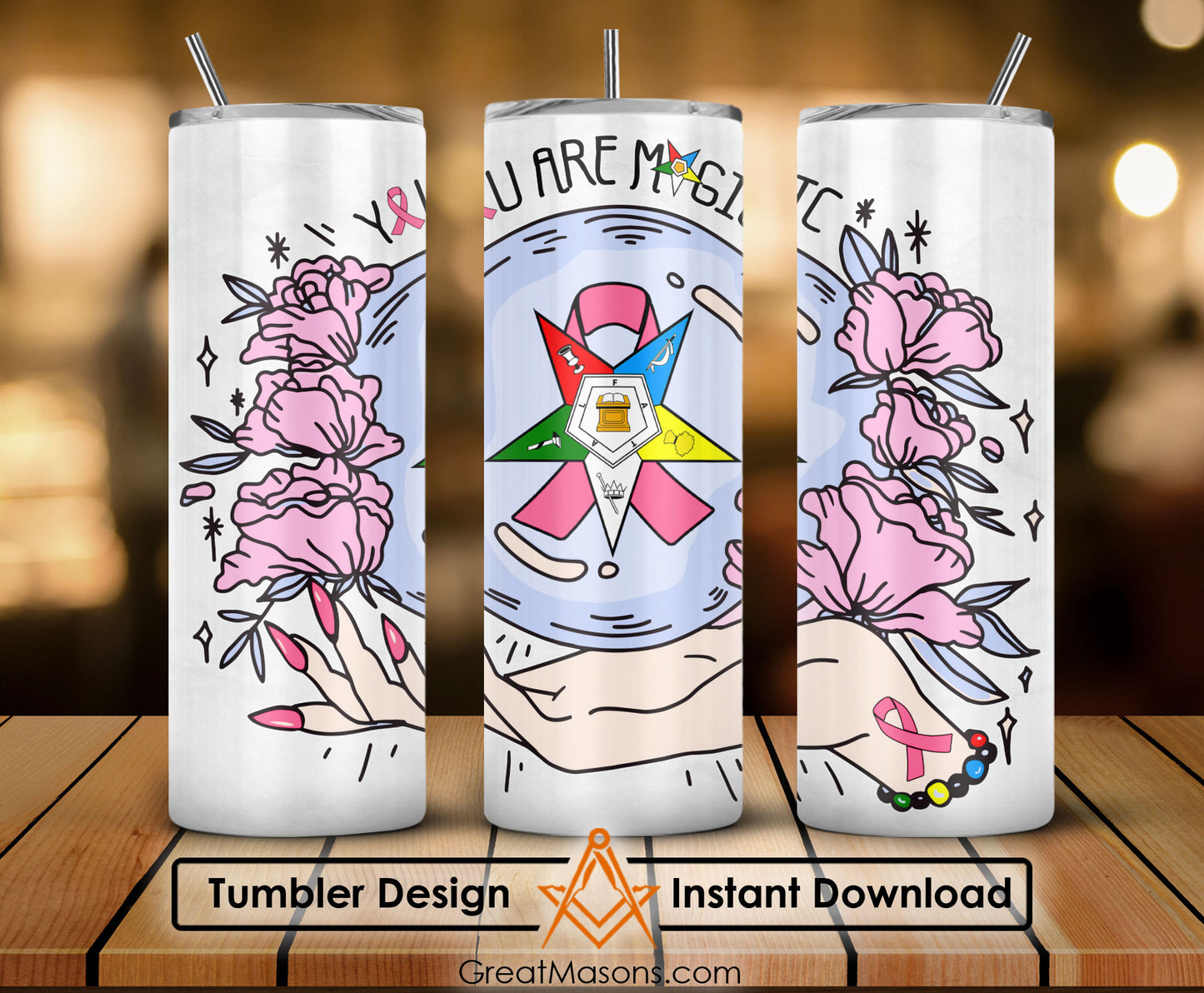 OES You Are Magic Breast Cancer Awareness FATAL - Skinny Tumbler Wrap PNG File Digital