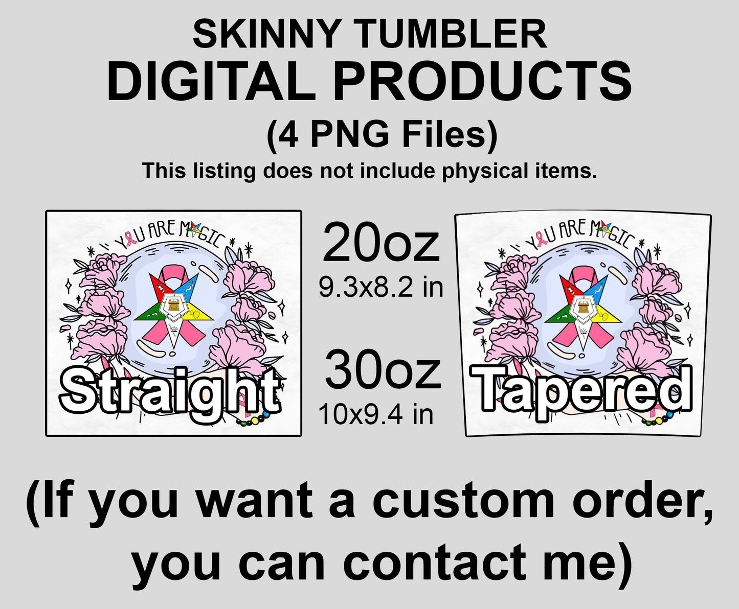 OES You Are Magic Breast Cancer Awareness FATAL - Skinny Tumbler Wrap PNG File Digital