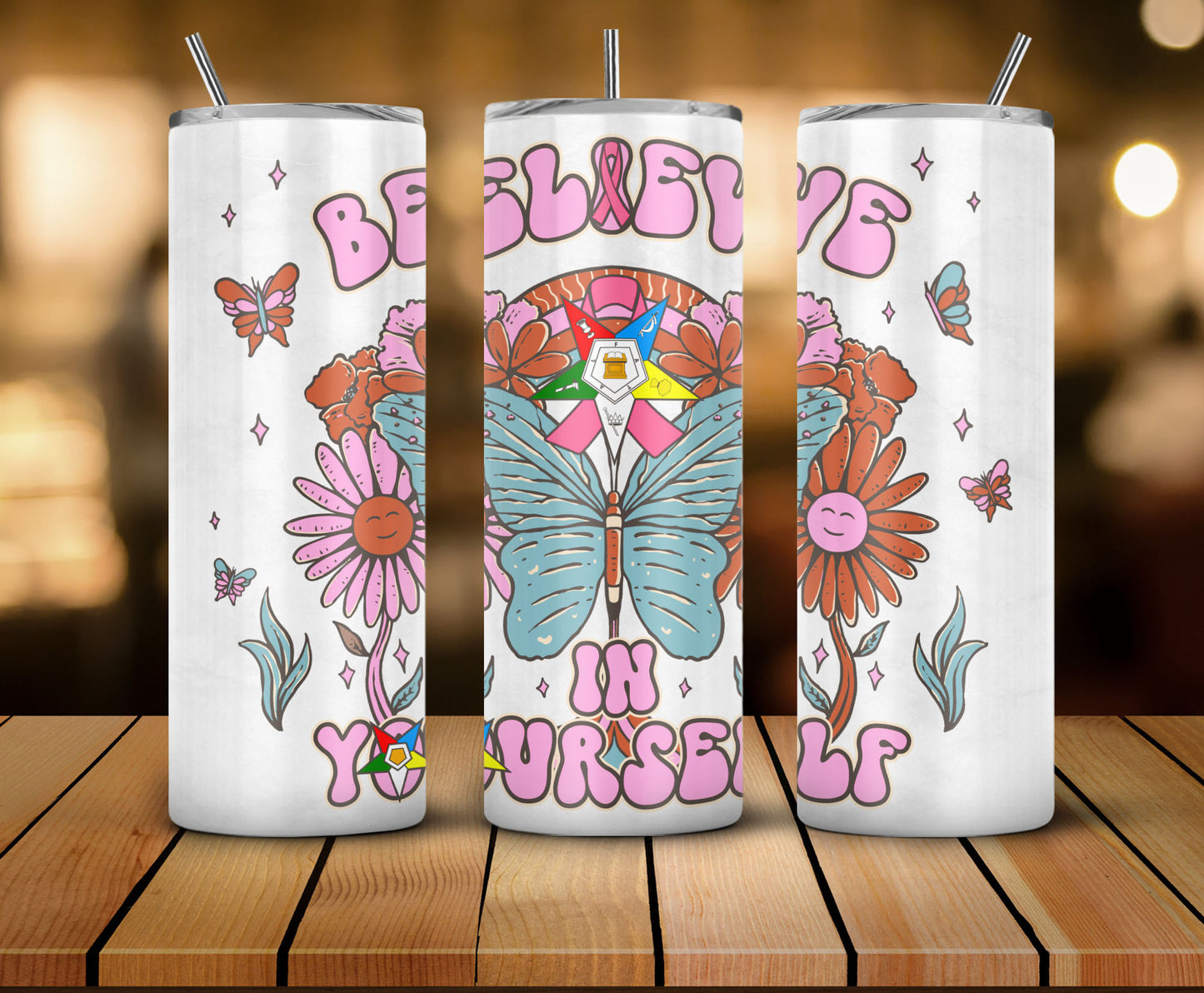 OES Believe In Yourself Breast Cancer Awareness FATAL - Skinny Tumbler - OES230703_02
