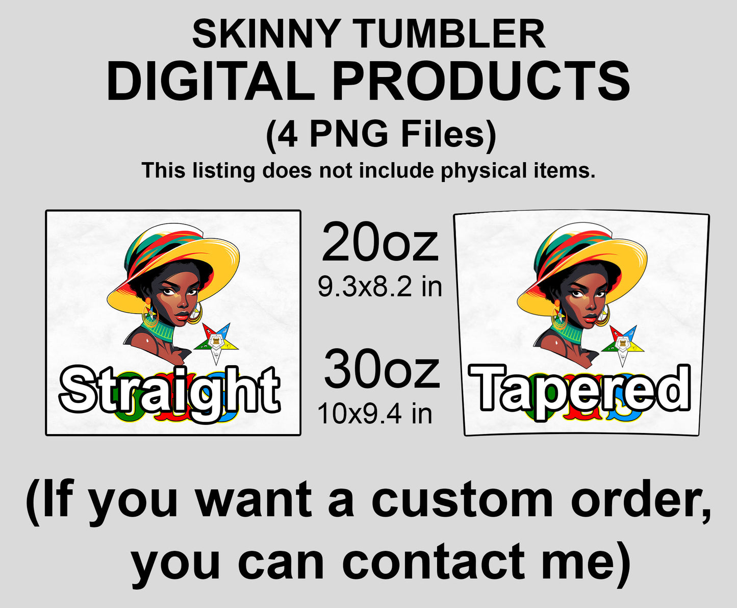 OES Black Beautiful Sister Floppy Wide - Brimmed Hat FATAL - Skinny Tumbler Wrap PNG File Digital