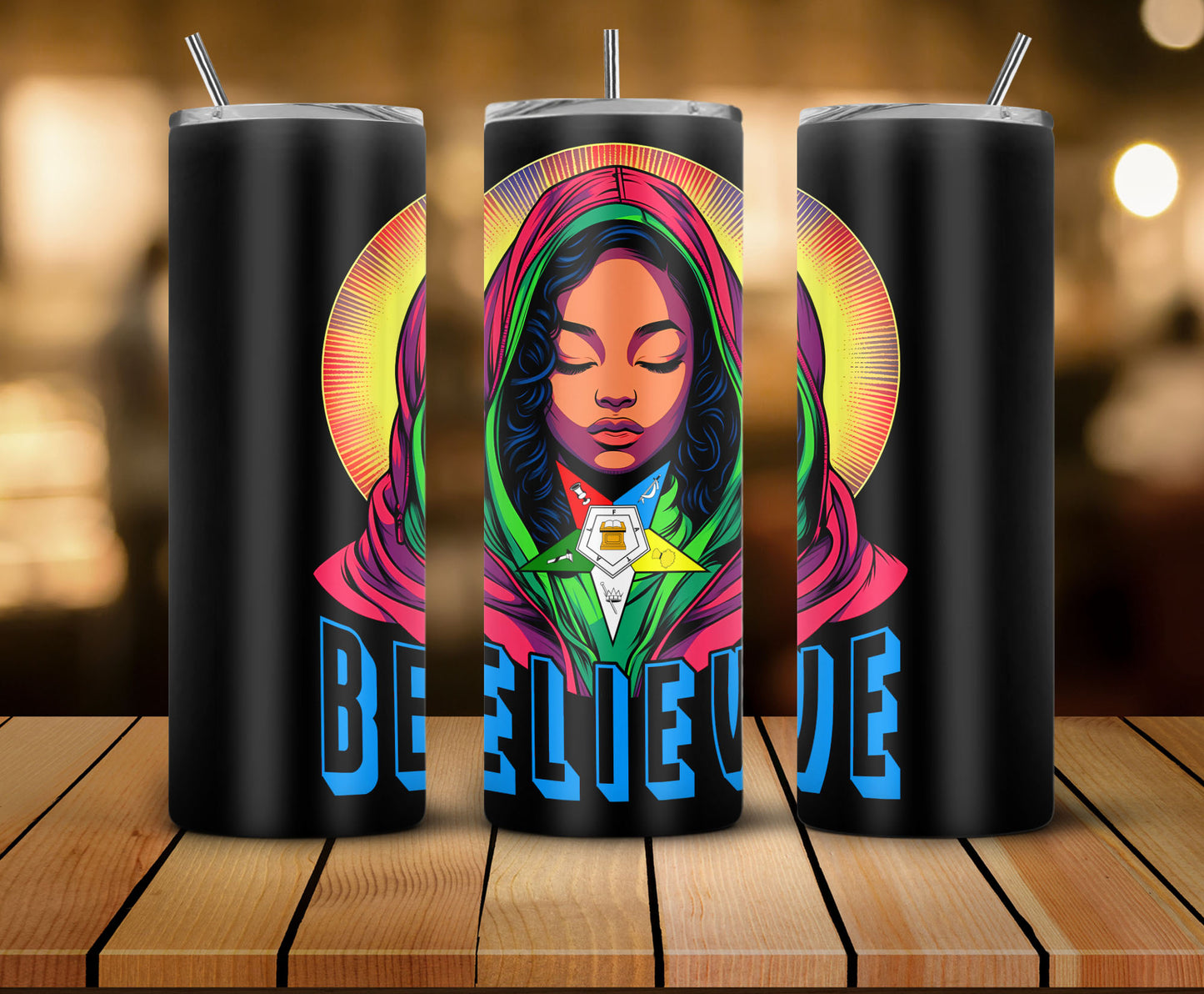OES Black Sister Beautiful Pray Believe Wear Hoodie Color Shirt FATAL - Skinny Tumbler - OES230720_02
