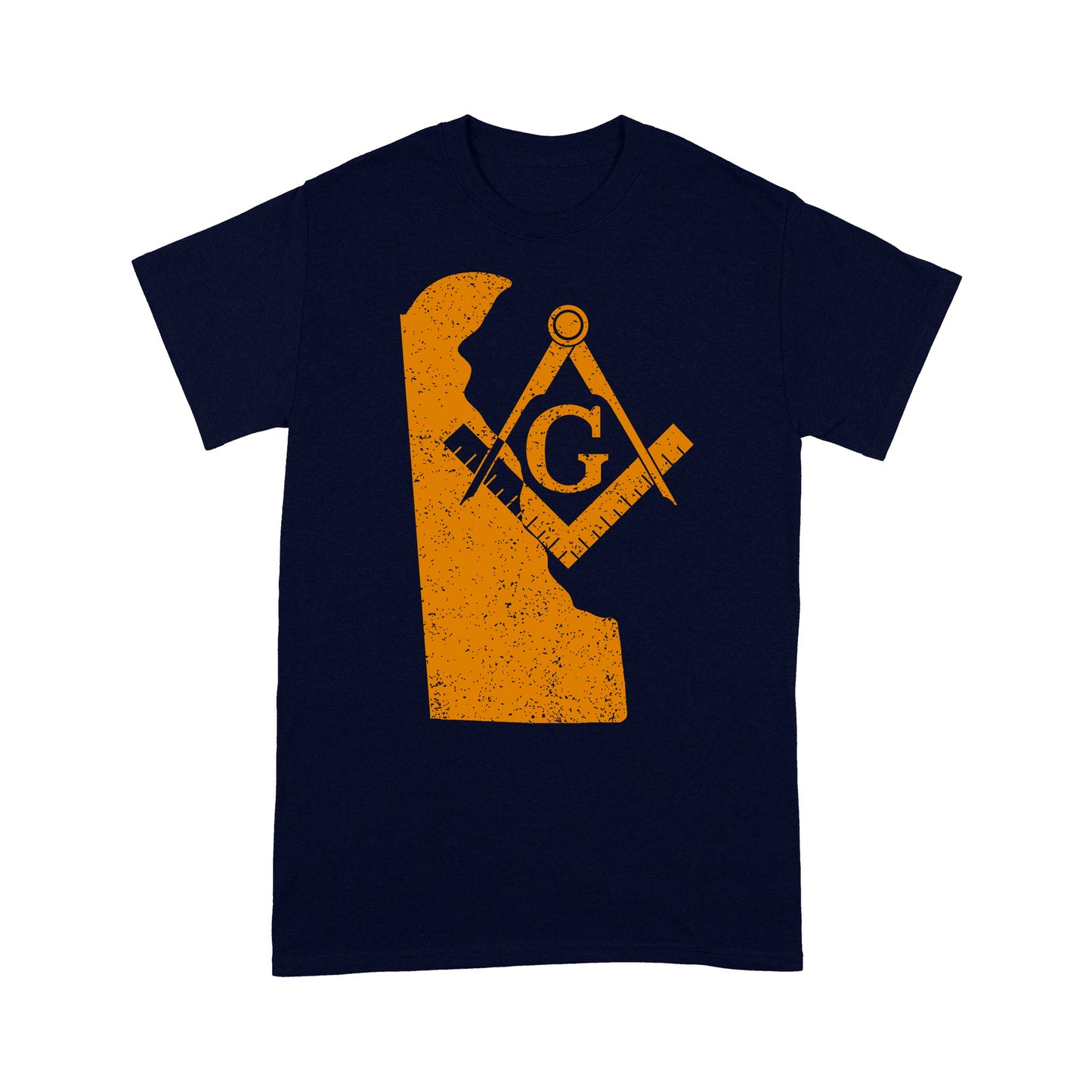 Delaware Freemason State Map Square & Compass Symbol - T Shirt
