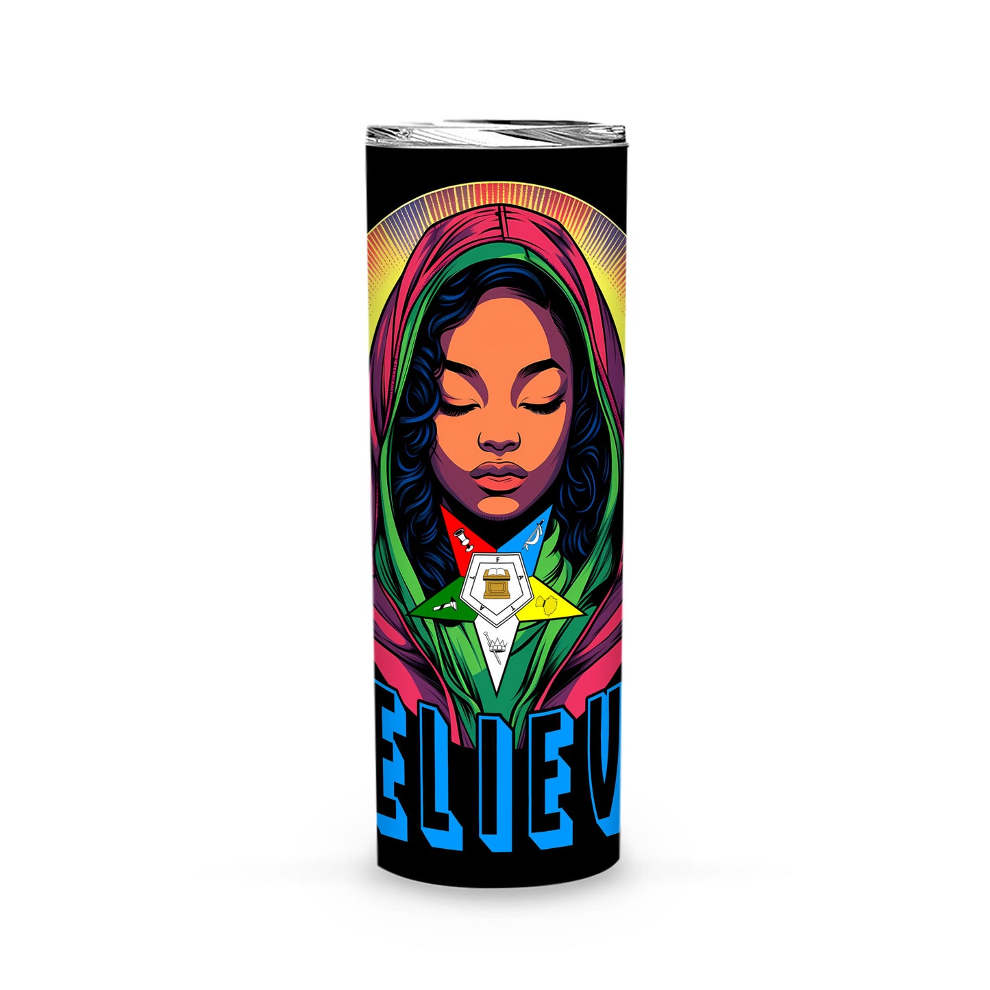 OES Black Sister Beautiful Pray Believe Wear Hoodie Color Shirt FATAL - Skinny Tumbler - OES230720_02