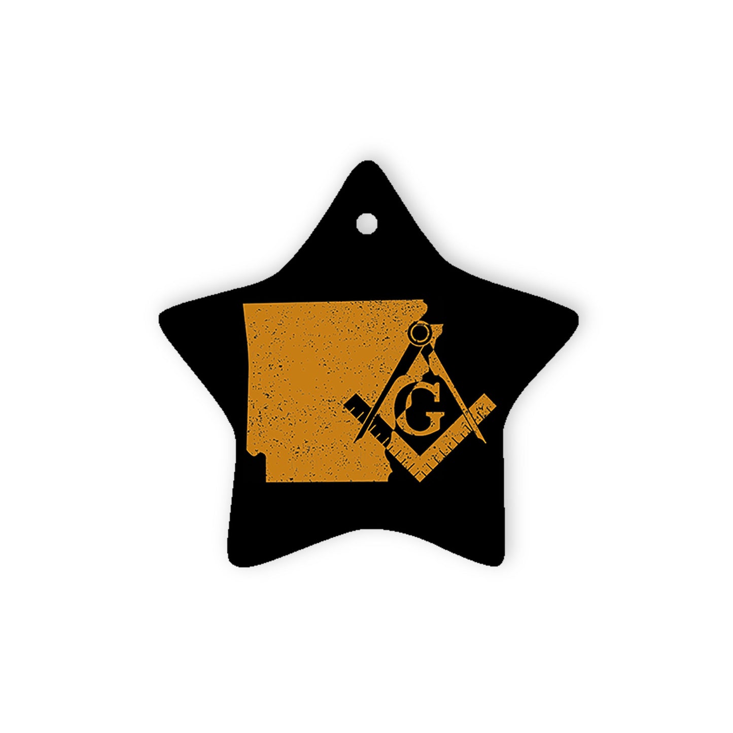 Arkansas square & compass freemason symbol state map - Star Ceramic Ornament