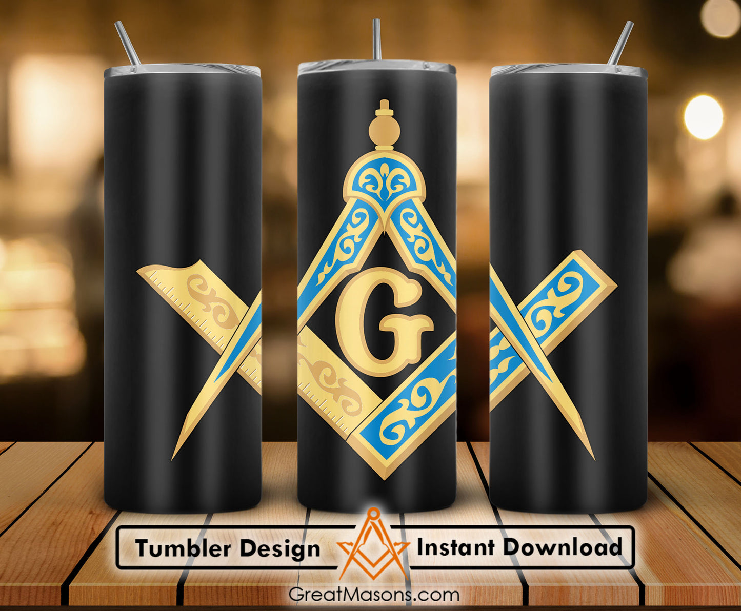 Freemasons Square and Compasses Vintage Skinny Tumbler Wrap Png Straight & Tapered Tumbler File Digital