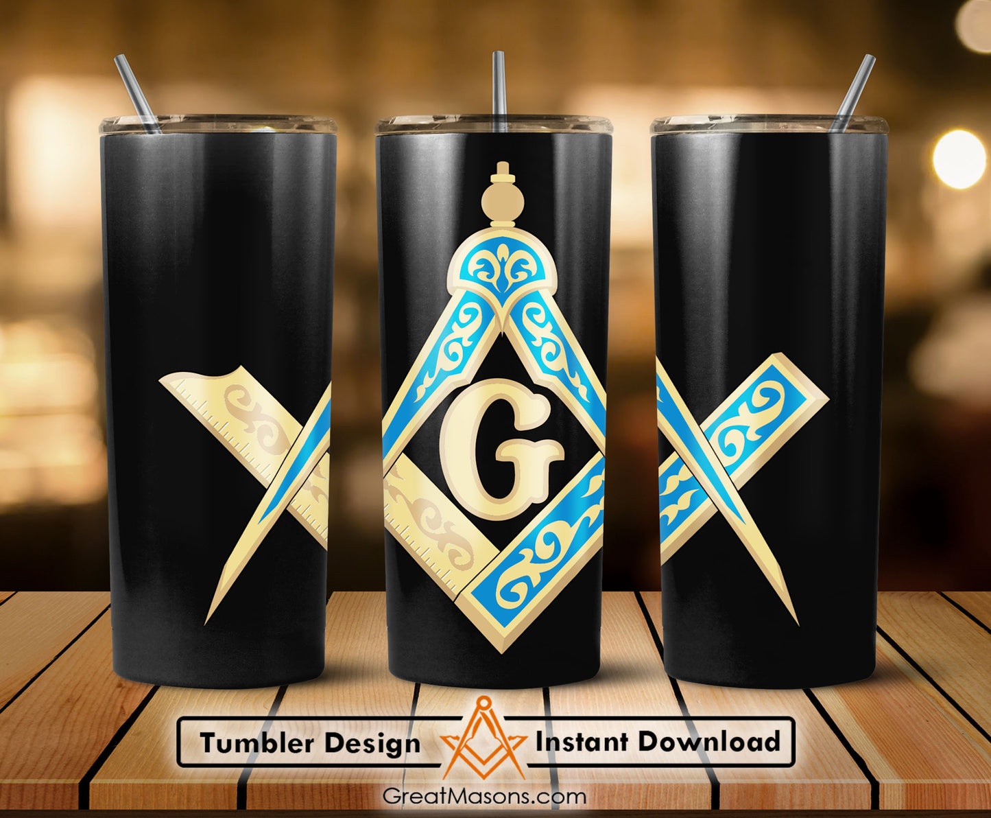 Freemasons Square and Compasses Vintage Skinny Tumbler Wrap Png Straight & Tapered Tumbler File Digital