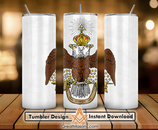 33rd Degree Scottish Rite Wings Down Masons Skinny Tumbler Wrap Png Straight & Tapered Tumbler File Digital