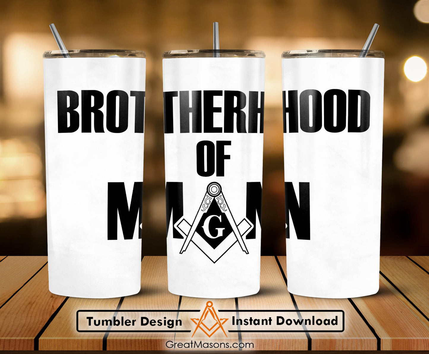 Brotherhood Of Man Masonic Skinny Tumbler Wrap Png File
