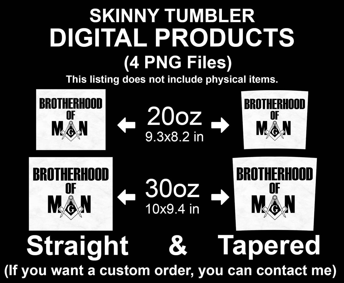 Brotherhood Of Man Masonic Skinny Tumbler Wrap Png File