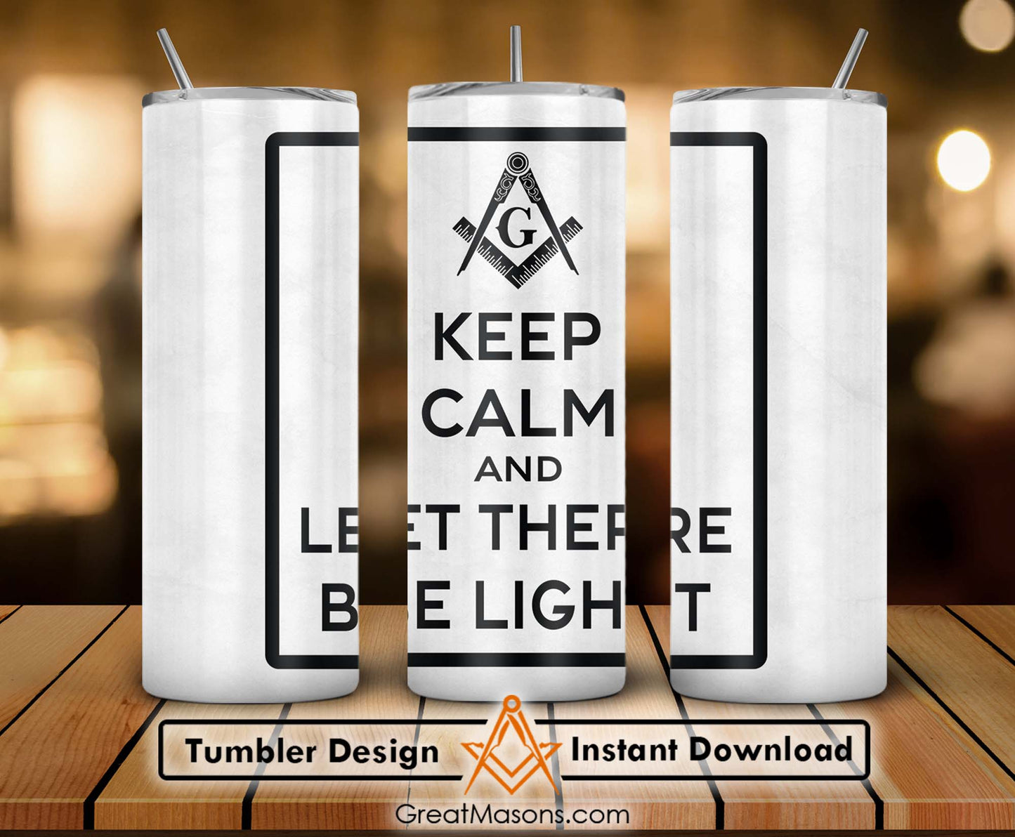 Keep Calm and Let There Be Light Skinny Tumbler Wrap Png Straight & Tapered Tumbler File Digital