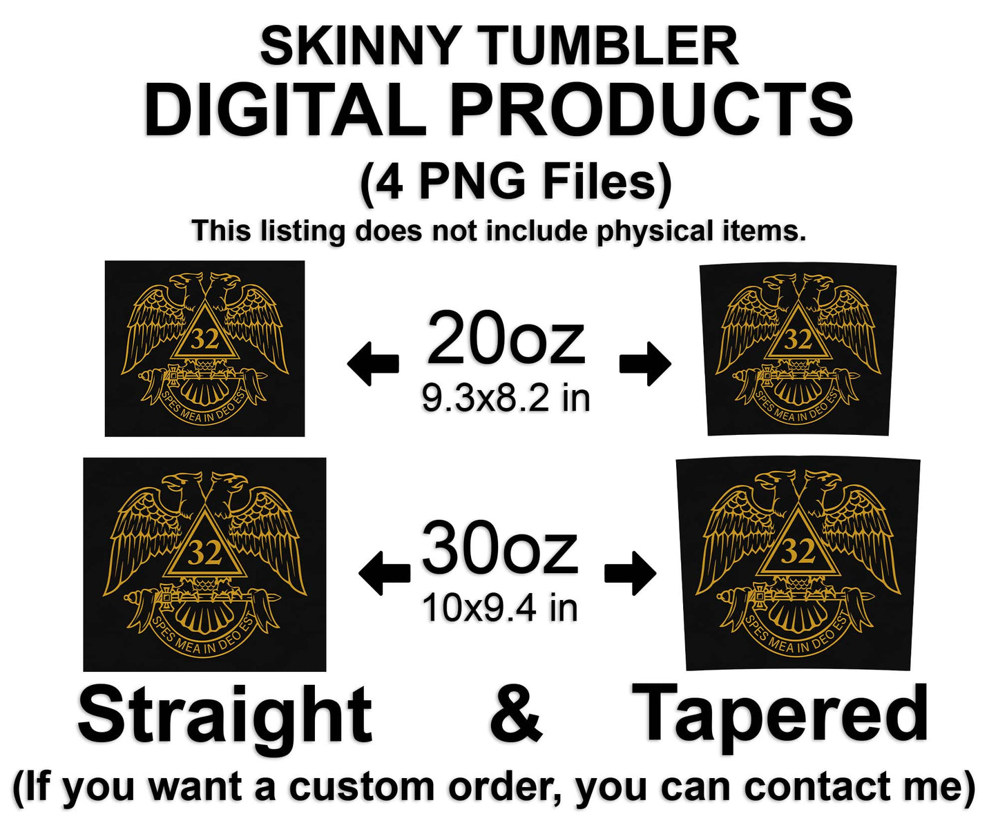32rd Degree Scottish Rite Wings Down Masons Skinny Tumbler Wrap Png Straight & Tapered Tumbler File Digital