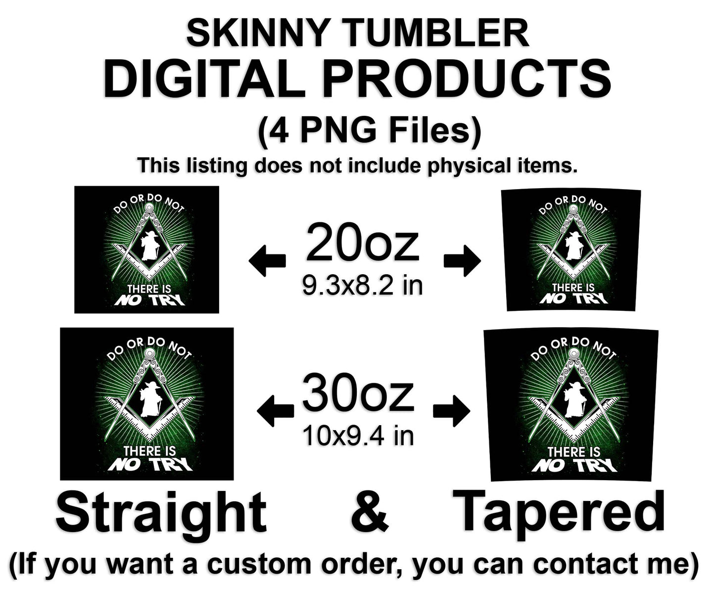 Freemasons Do Or Do Not There Is No Try Mason Skinny Tumbler Wrap Png Straight & Tapered Tumbler File Digital