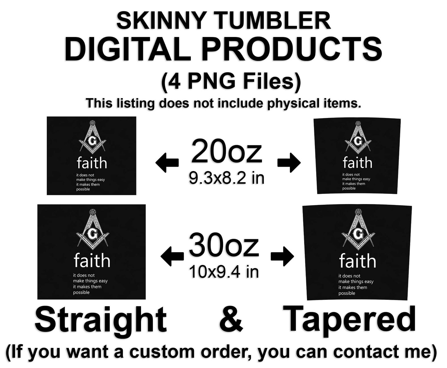 Freemasons Faith Make Them Possible Skinny Tumbler Wrap Png Straight & Tapered Tumbler File Digital