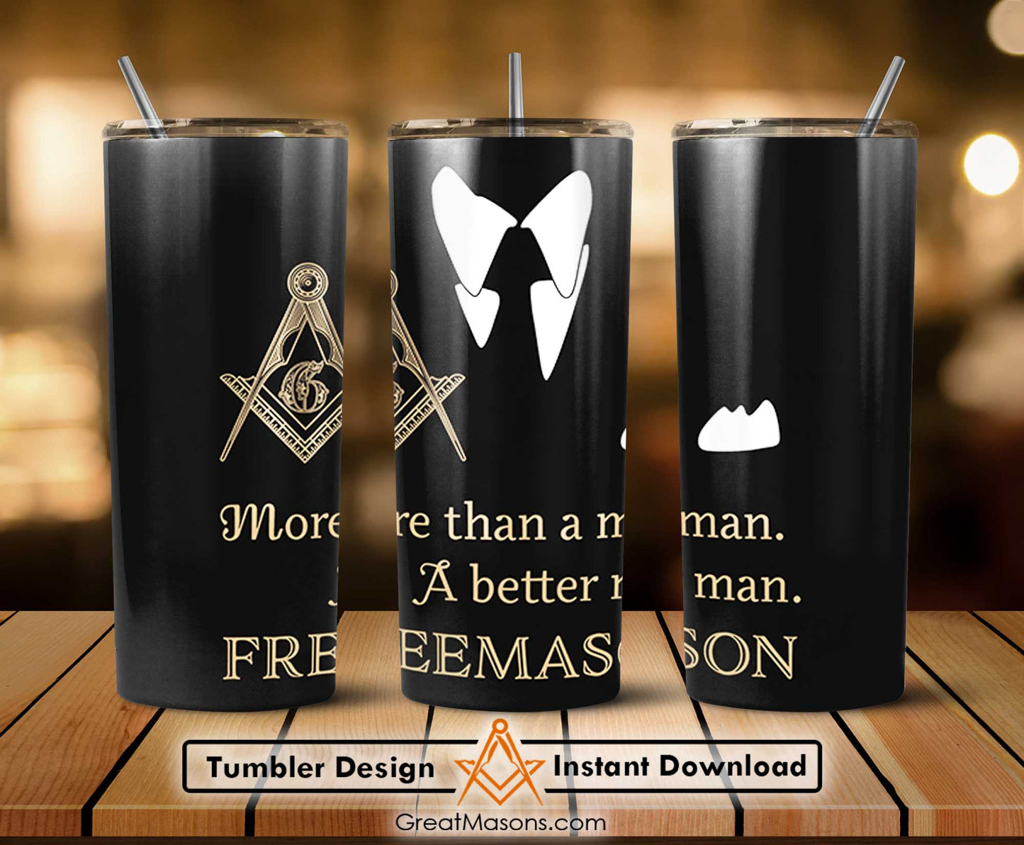 Freemason More Than A Man - A Better Man Skinny Tumbler Wrap Png Straight & Tapered Tumbler File Digital
