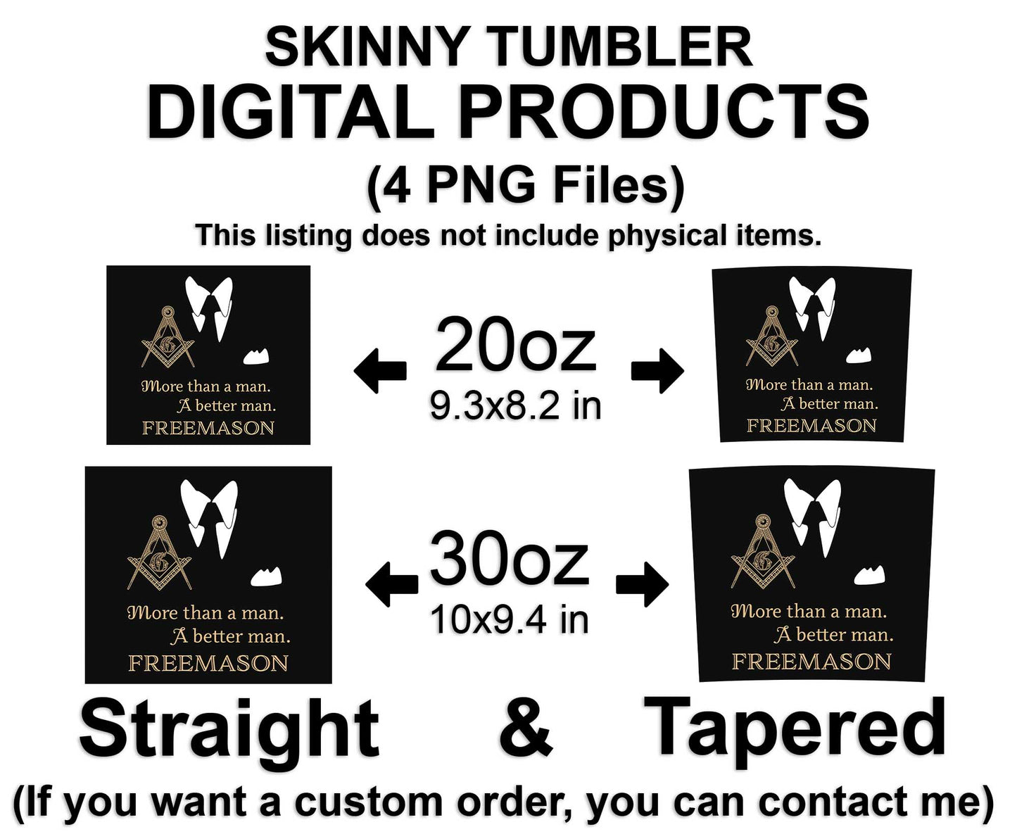 Freemason More Than A Man - A Better Man Skinny Tumbler Wrap Png Straight & Tapered Tumbler File Digital
