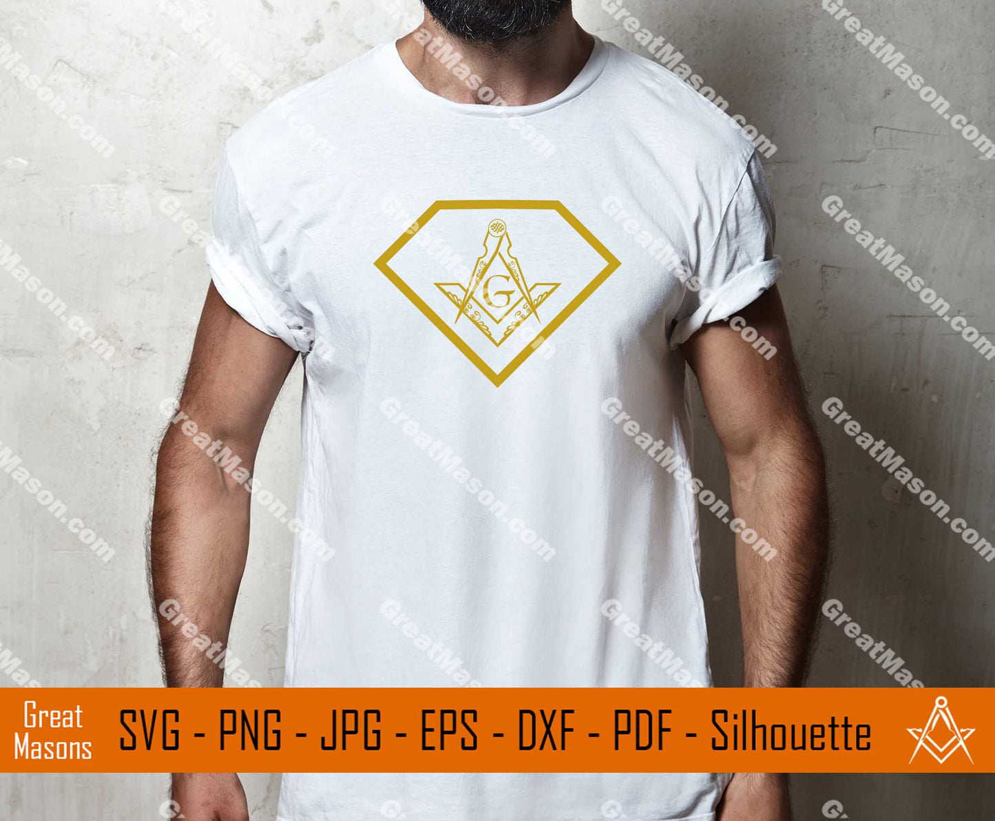 Super Man Mason - Diamond on chest - Compass Masonic SVG, Png, Eps, Dxf, Jpg, Pdf File