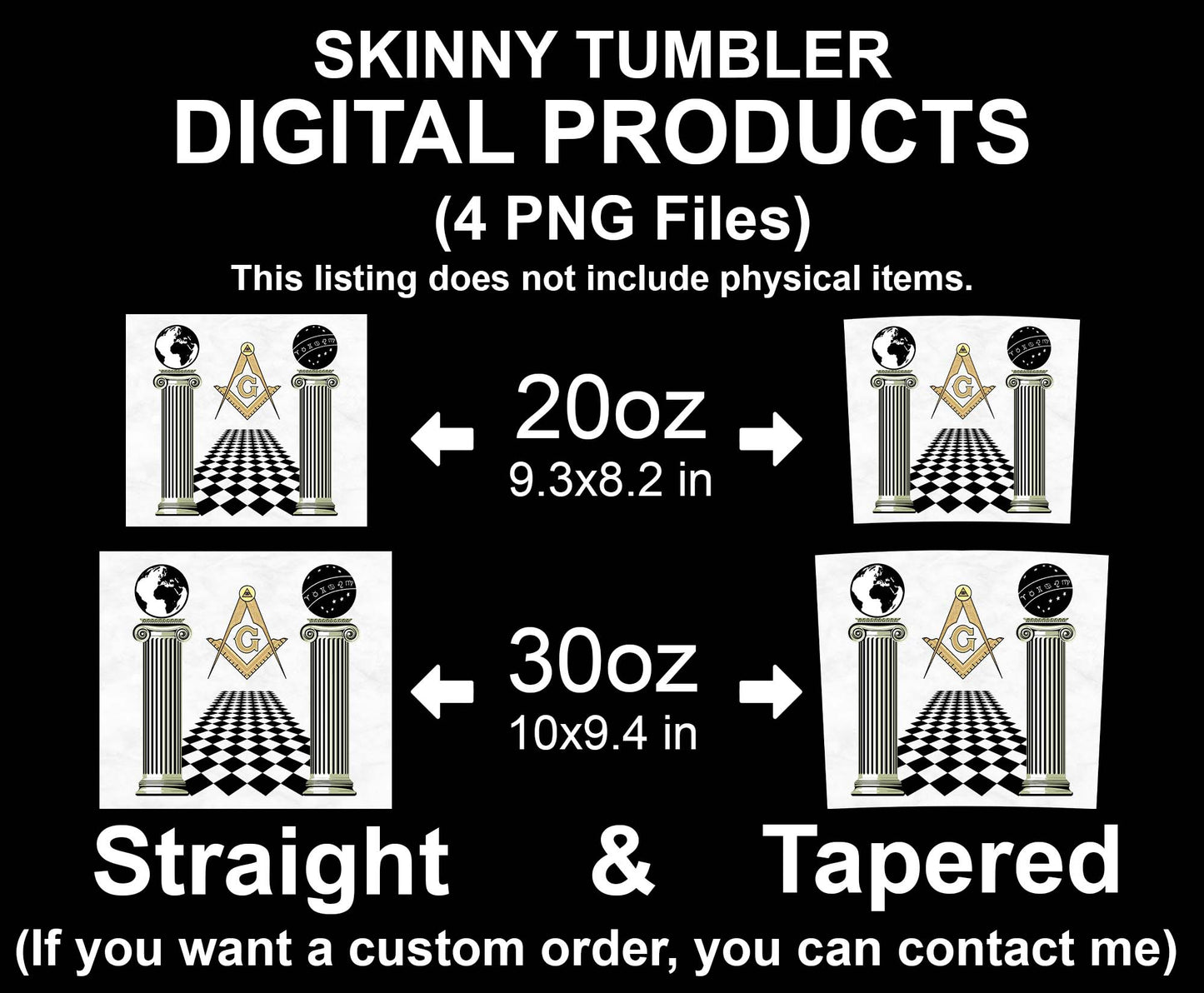 Masonic Columns Pillar Chess Board Floor Skinny Tumbler Wrap Png Straight & Tapered Tumbler File Digital