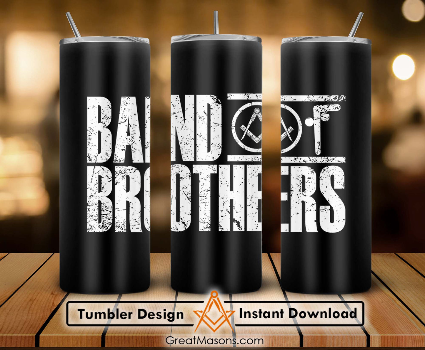 Band Of Brothers Man Masonic Compass Square Skinny Tumbler Wrap Png Straight & Tapered Tumbler File Digital