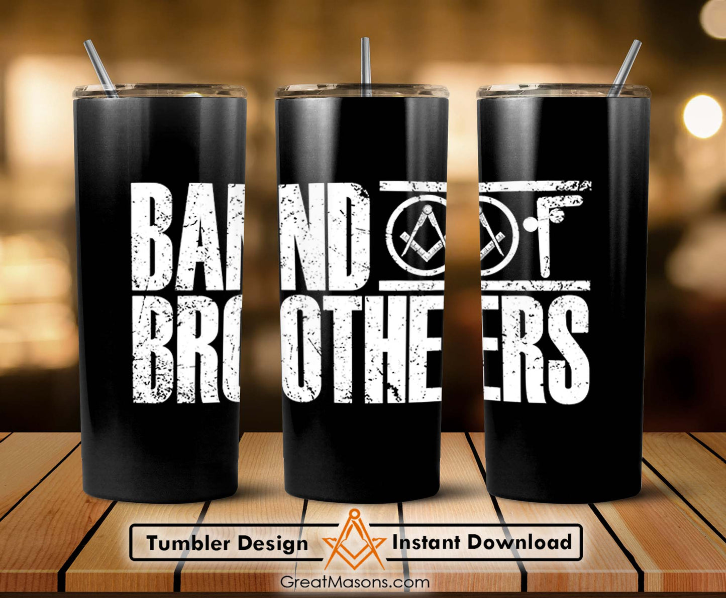 Band Of Brothers Man Masonic Compass Square Skinny Tumbler Wrap Png Straight & Tapered Tumbler File Digital