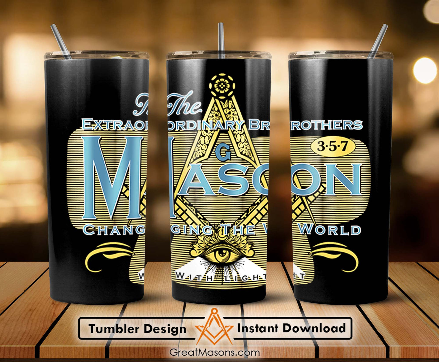 Masons Extraordinary brothers 3-5-7 Masonic Skinny Tumbler Wrap Png Straight & Tapered Tumbler File Digital
