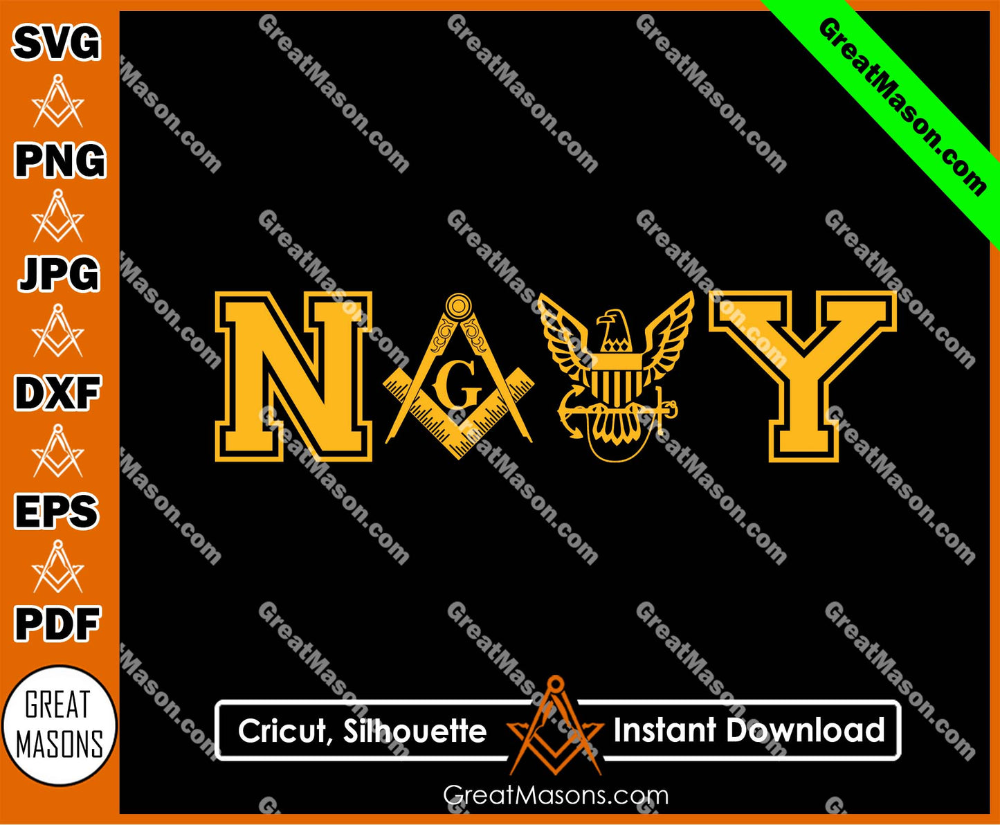US Navy Mason US Eagle Masonic *SVG, Png, Eps, Dxf, Jpg, Pdf File