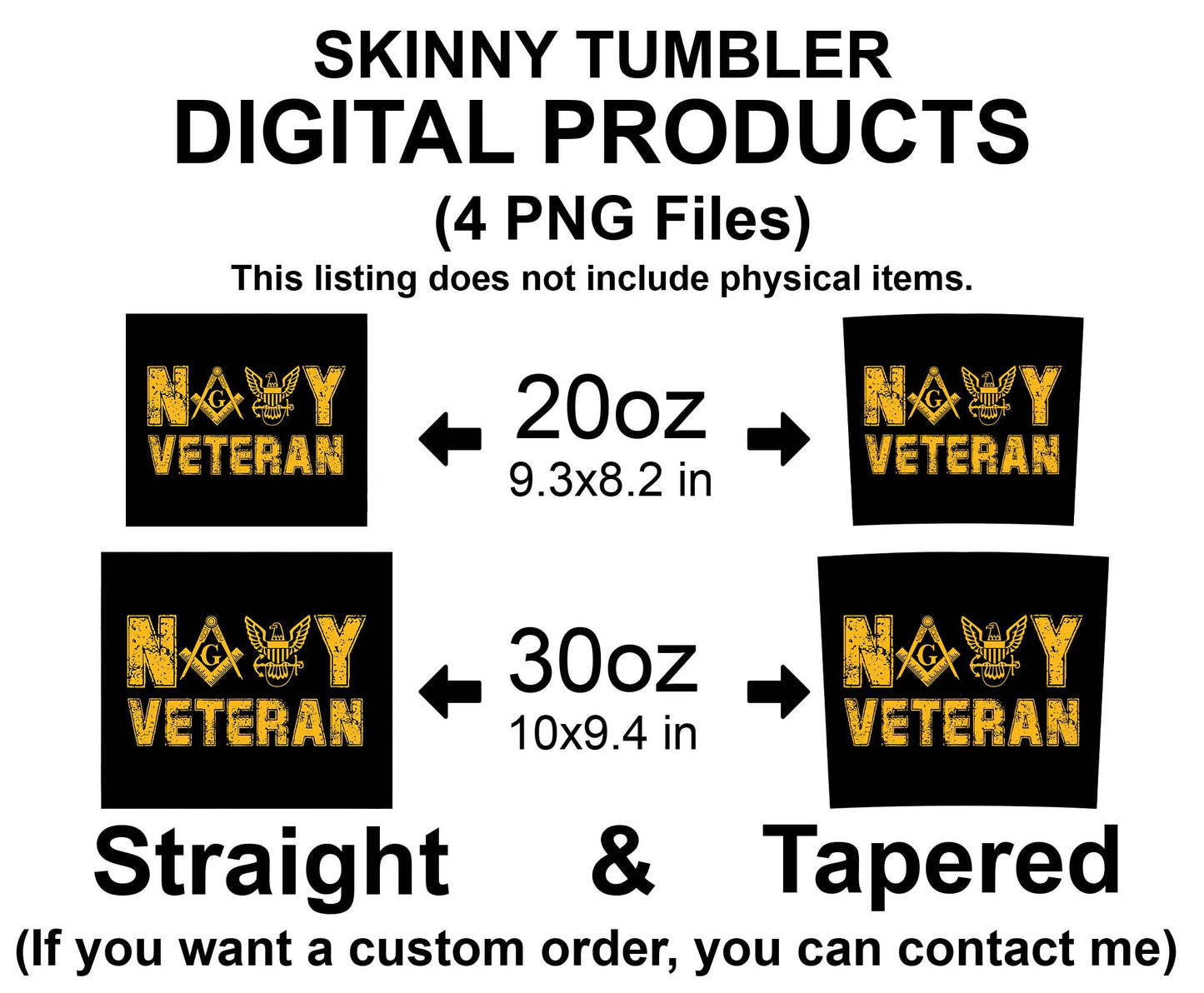 US Navy Veteran Mason Masonic Freemasons Skinny Tumbler Wrap Png File