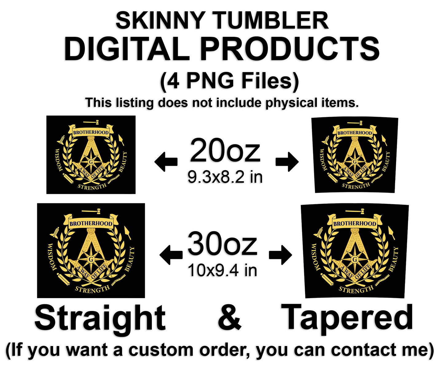 Masonic Brotherhood Wisdom Strength Beauty Skinny Tumbler Wrap Png Straight & Tapered Tumbler File Digital