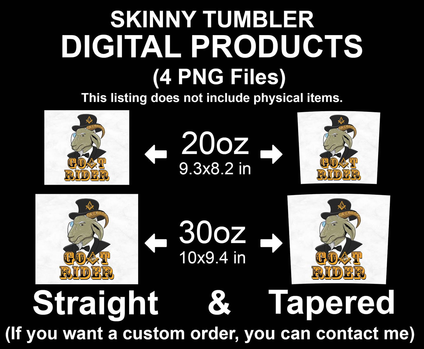 Goat Rider Masonic Brother Top Hat Monocle Skinny Tumbler Wrap Png Straight & Tapered Tumbler File Digital