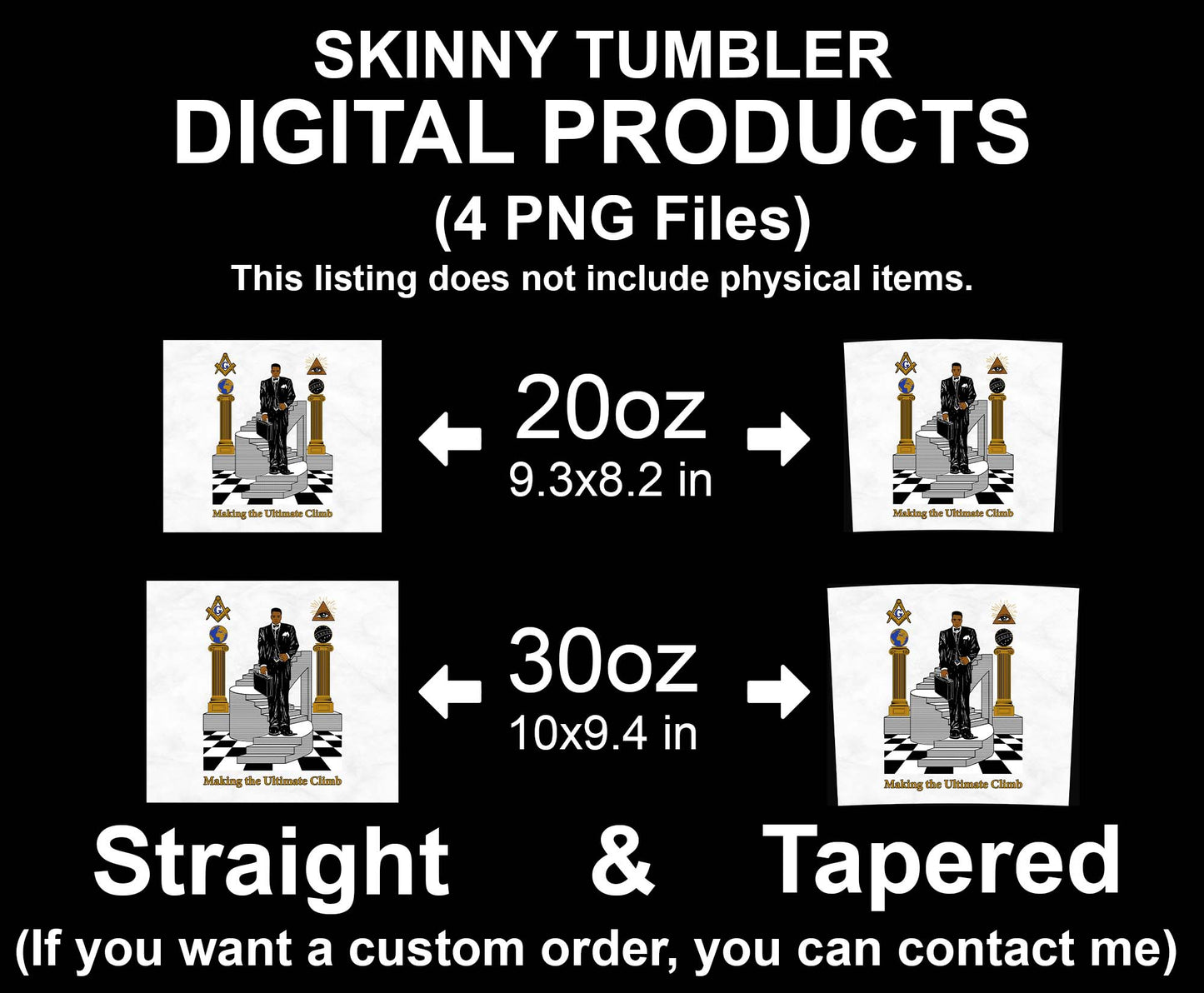 Mason Making The Ultimate Climb Skinny Tumbler Wrap Png Straight & Tapered Tumbler File Digital