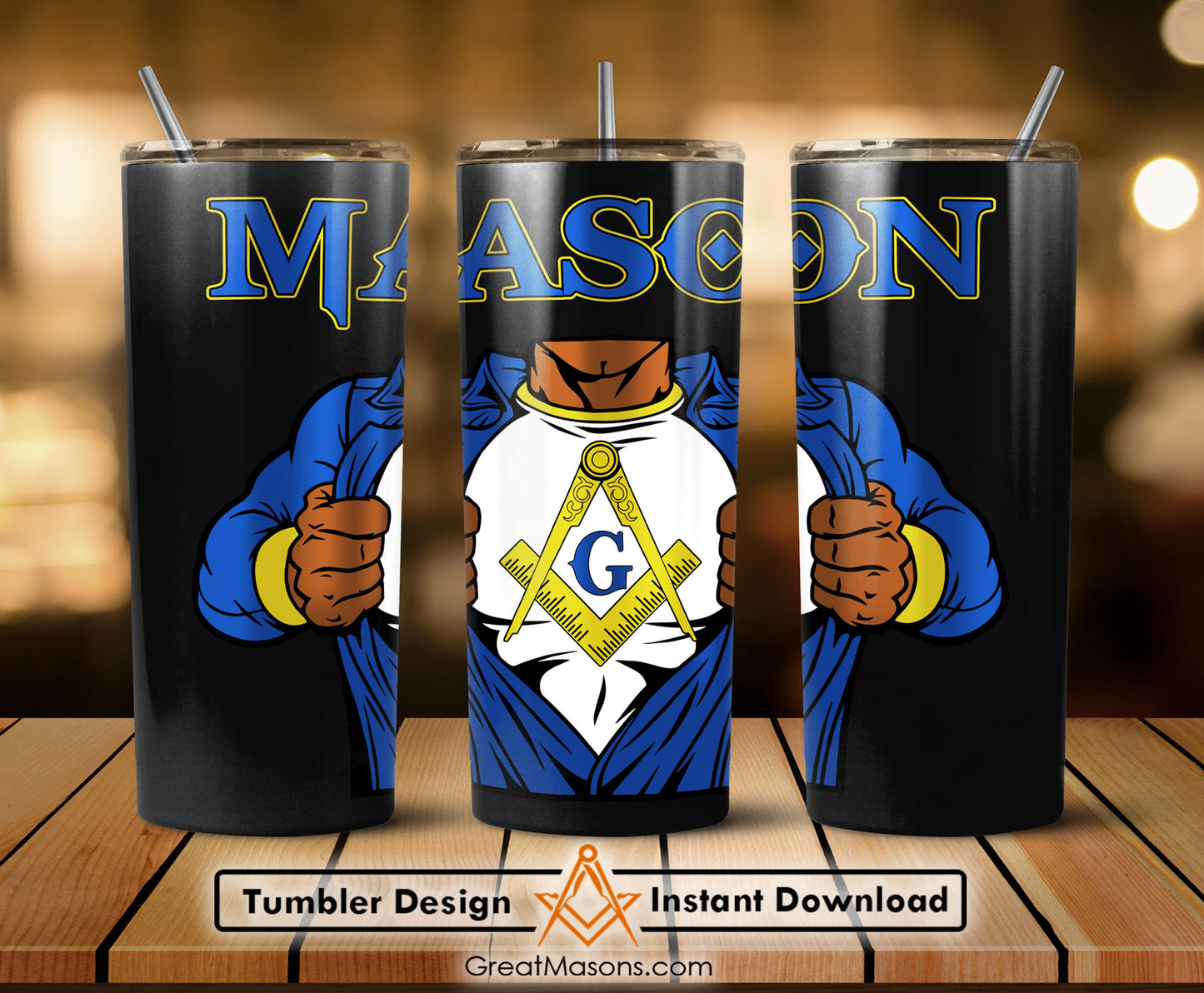 I Am A MASON - Super Man Mason Skinny Tumbler Wrap Png Straight & Tapered Tumbler File Digital