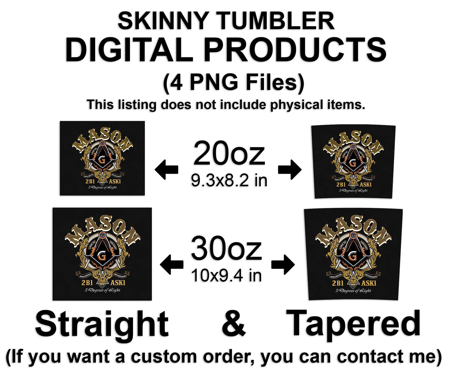 Mason 2B1ASK1 3 Degrees of Light Skinny Tumbler Wrap Png Straight & Tapered Tumbler File Digital