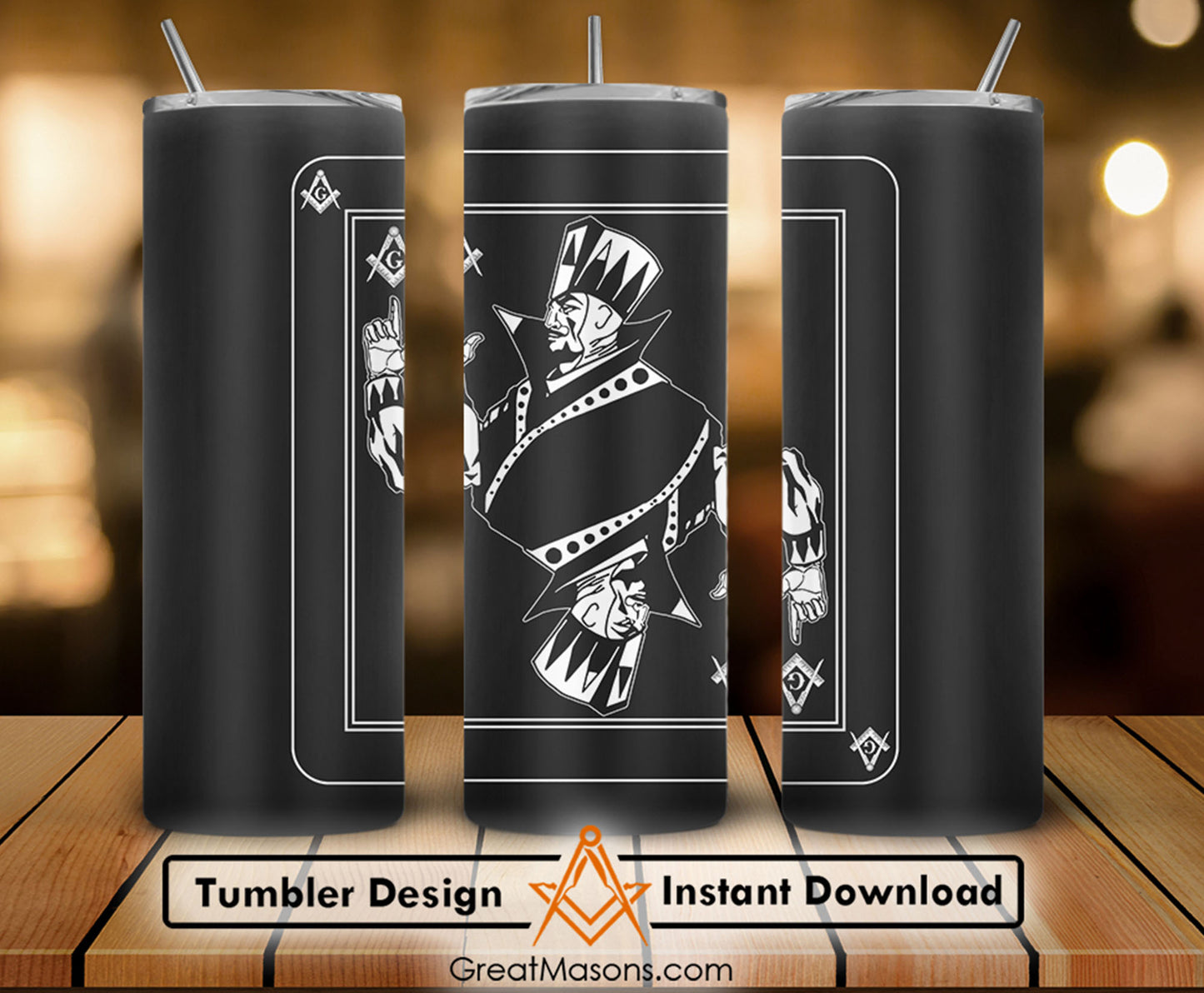 King Card Freemason Masonic Skinny Tumbler Wrap Png Straight & Tapered Tumbler File Digital