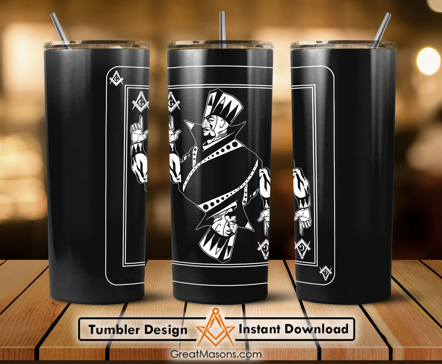 King Card Freemason Masonic Skinny Tumbler Wrap Png Straight & Tapered Tumbler File Digital