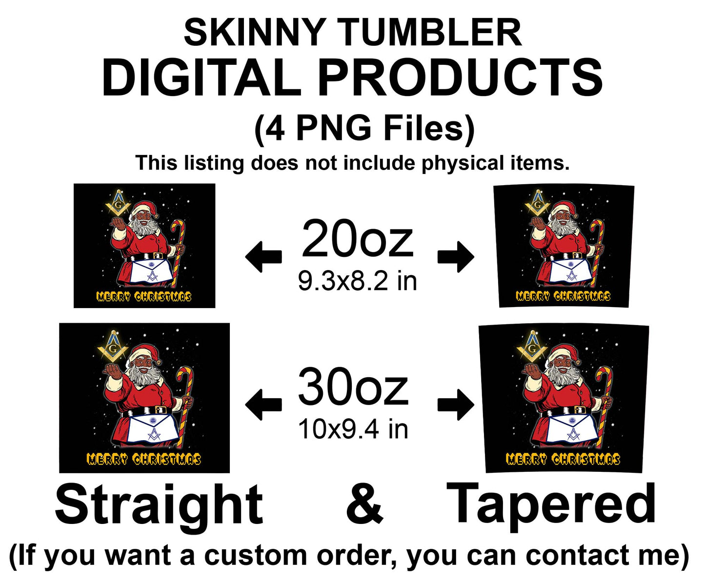Masonic Santa Claus Merry Christmas Great Masons Skinny Tumbler Wrap Png File