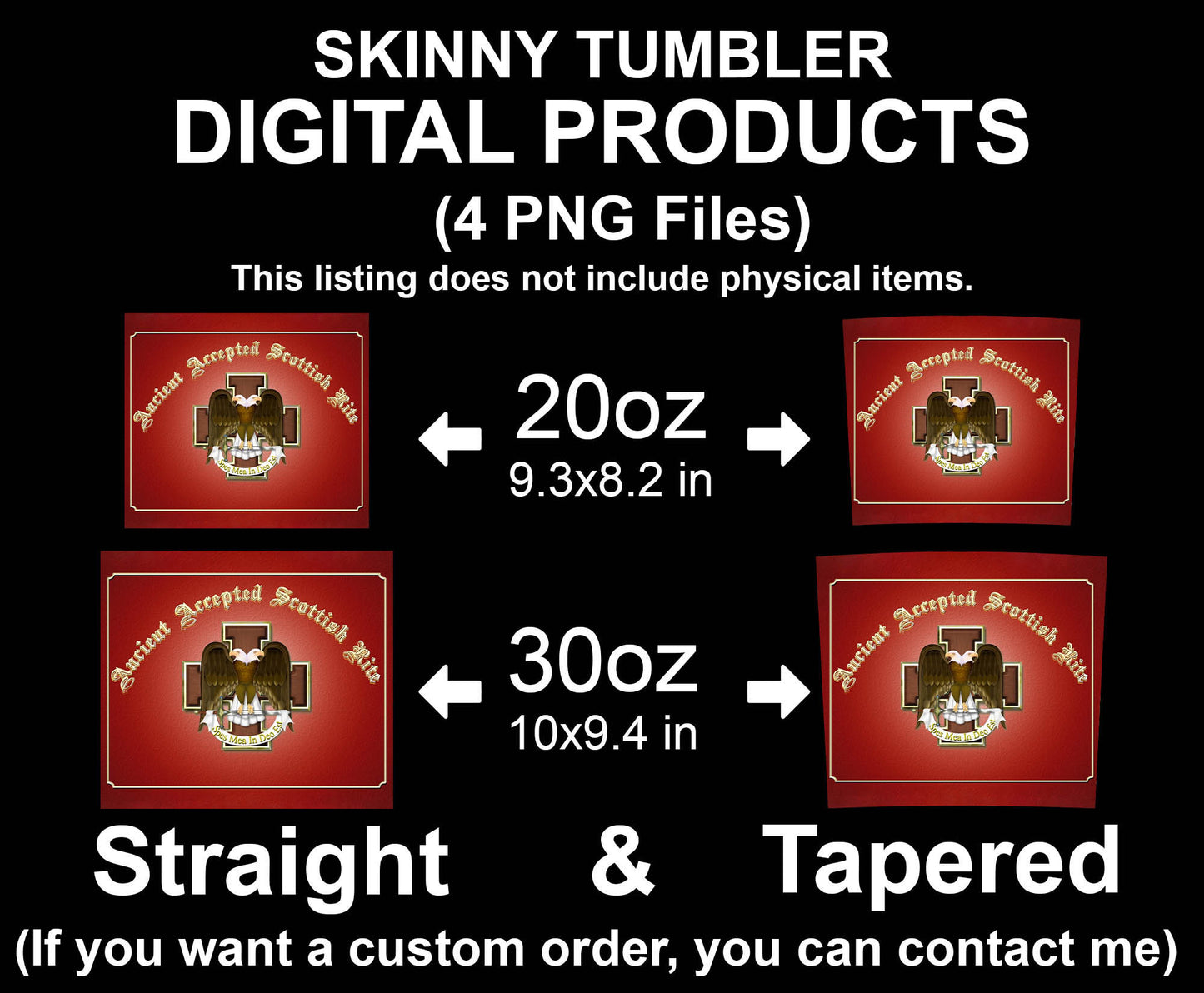 Mason Scottish Rite Skinny Tumbler Wrap Png Straight & Tapered Tumbler File Digital