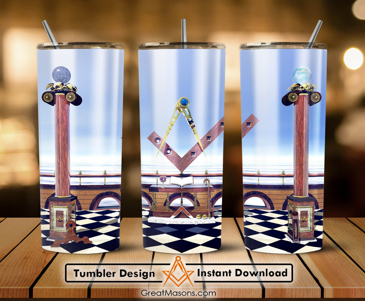 Mason Square and Compass Great Masons Skinny Tumbler Wrap Png Straight & Tapered Tumbler File Digital