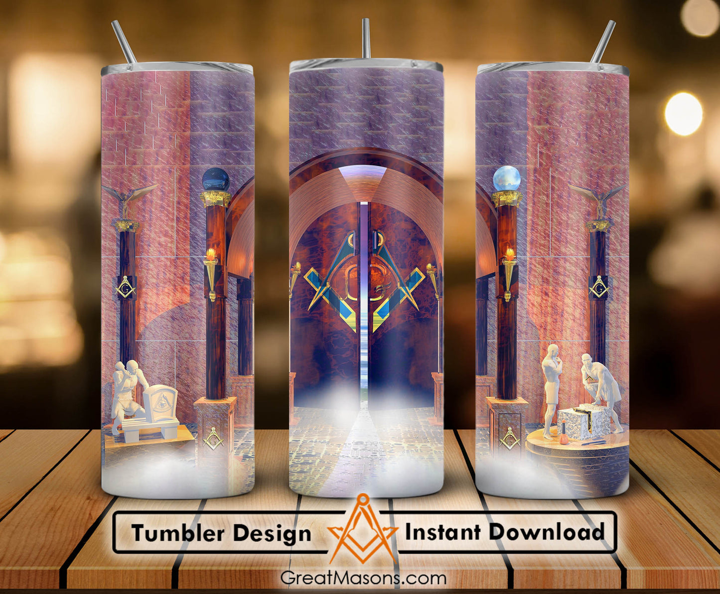 Masonic Lodge The Door Degrees and Tools Skinny Tumbler Wrap Png Straight & Tapered Tumbler File Digital