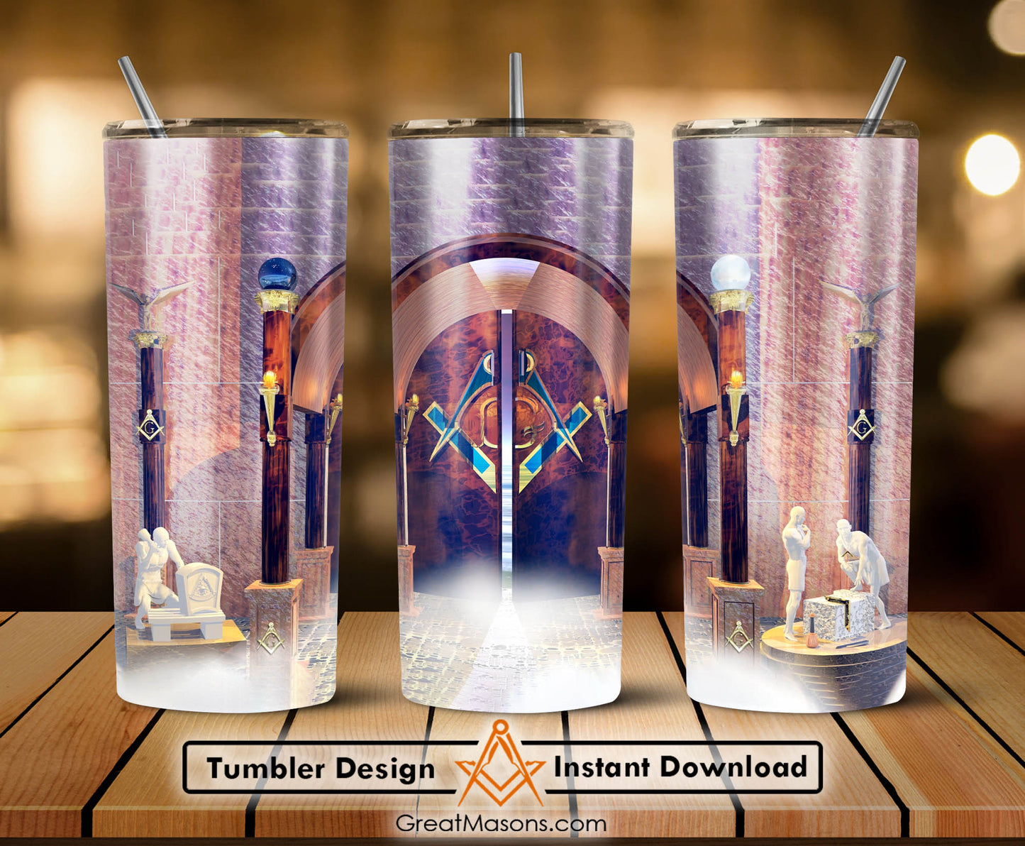 Masonic Lodge The Door Degrees and Tools Skinny Tumbler Wrap Png Straight & Tapered Tumbler File Digital