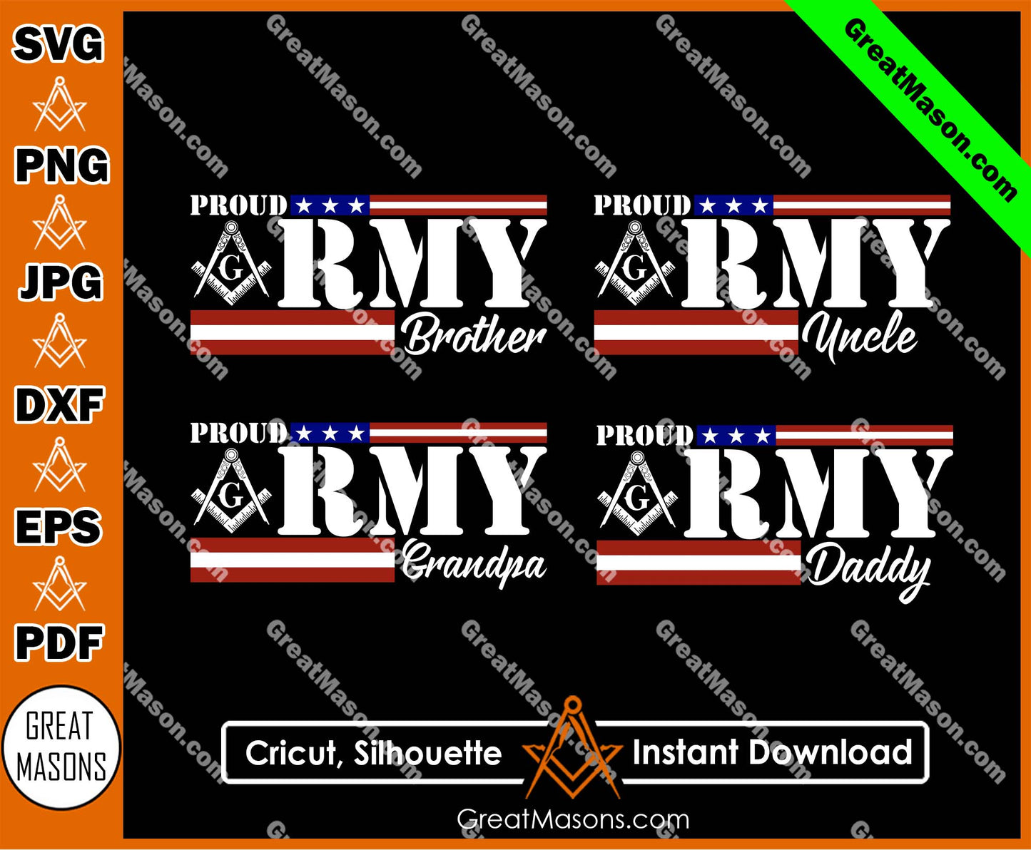 Proud US Army Brother, Dad, Uncle, Grandpa Flag Symbol SVG, Png, Eps, Dxf, Jpg, Pdf File