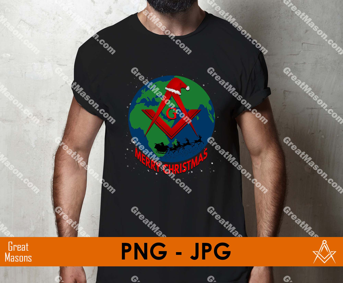 Masonic Merry Christmas Earth Worldwide PNG, JPG FIle