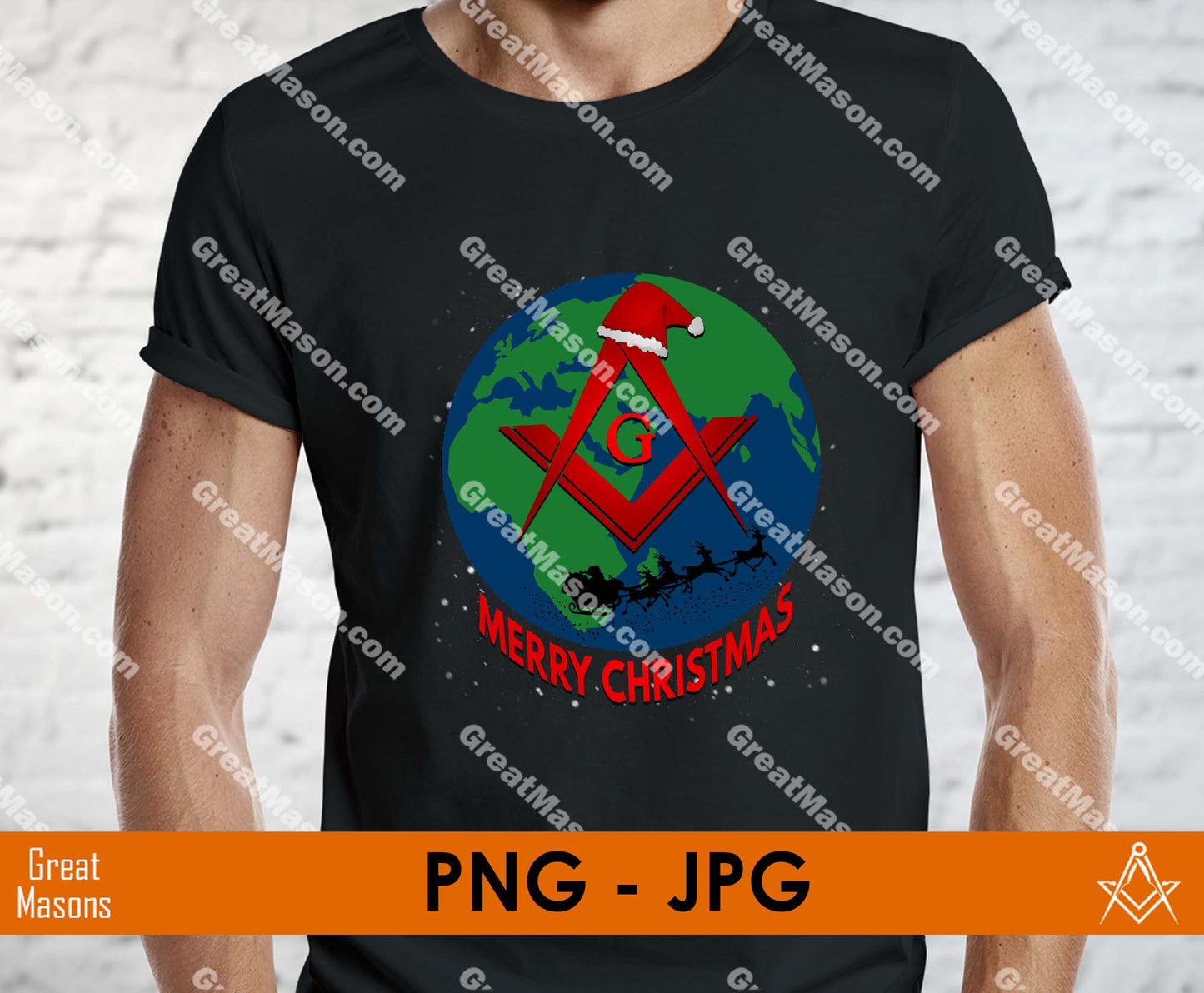 Masonic Merry Christmas Earth Worldwide PNG, JPG FIle