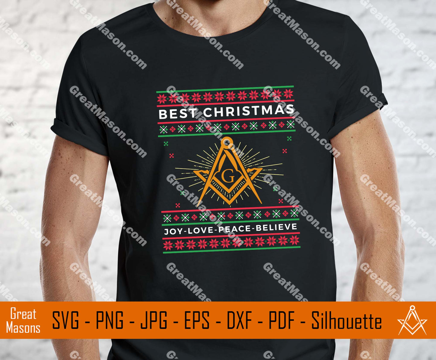 Masons Best Christmas Joy Love Peace Believe Christmas Sweater SVG, Png, Eps, Dxf, Jpg, Pdf