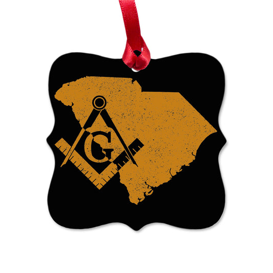 South Carolina square & compass freemason symbol state map - Square Aluminum Ornament