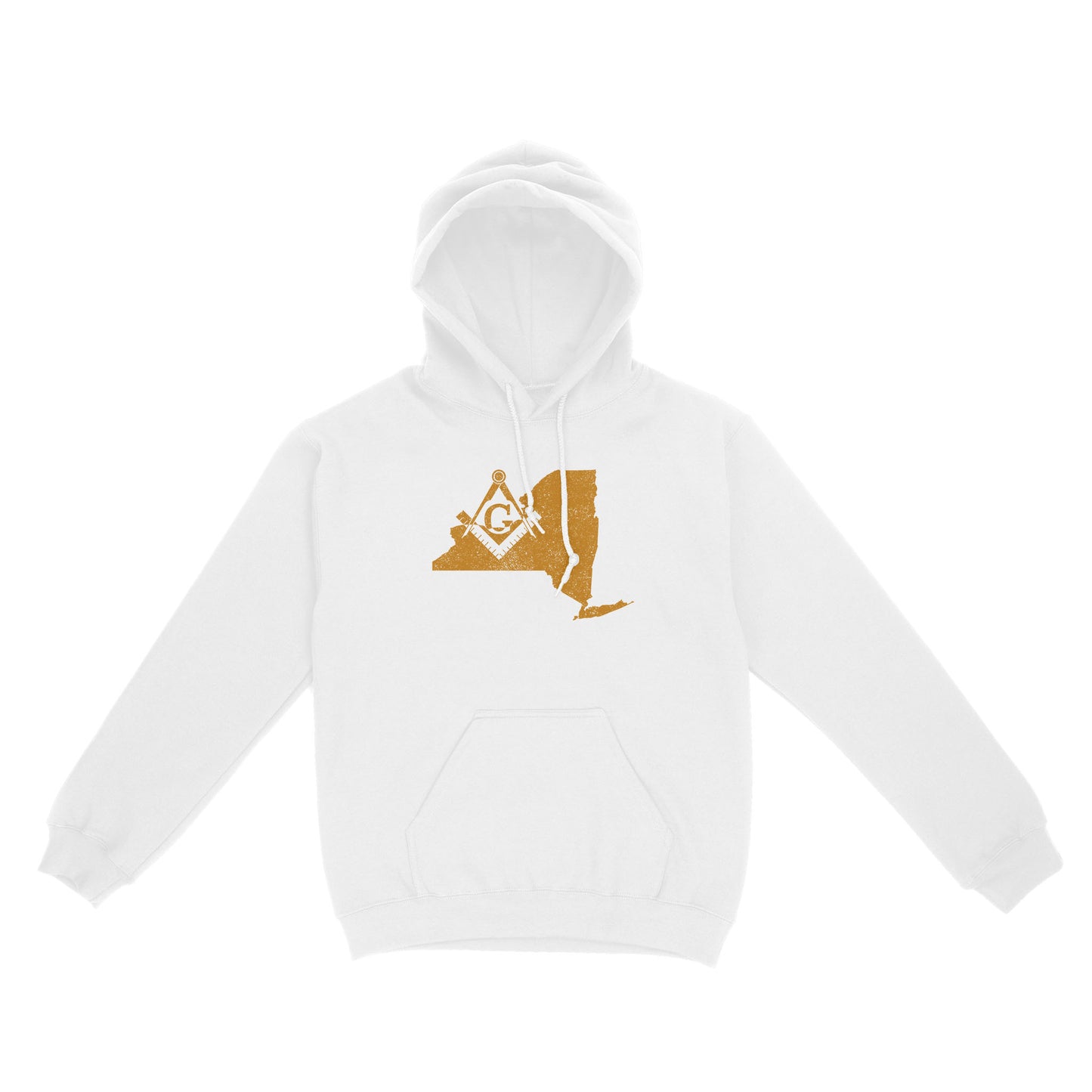 New York Freemason State Map Square & Compass Symbol - Hoodie