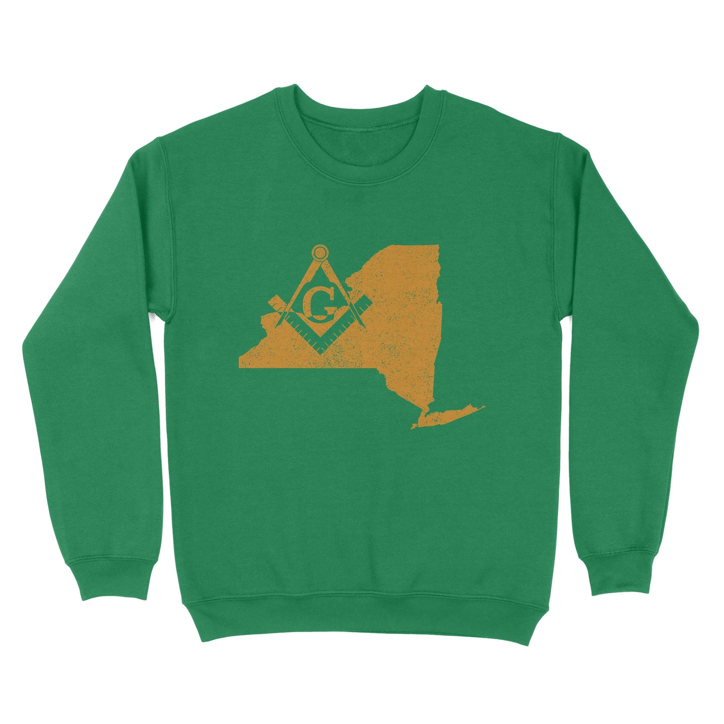 New York Freemason State Map Square & Compass Symbol - Sweatshirt