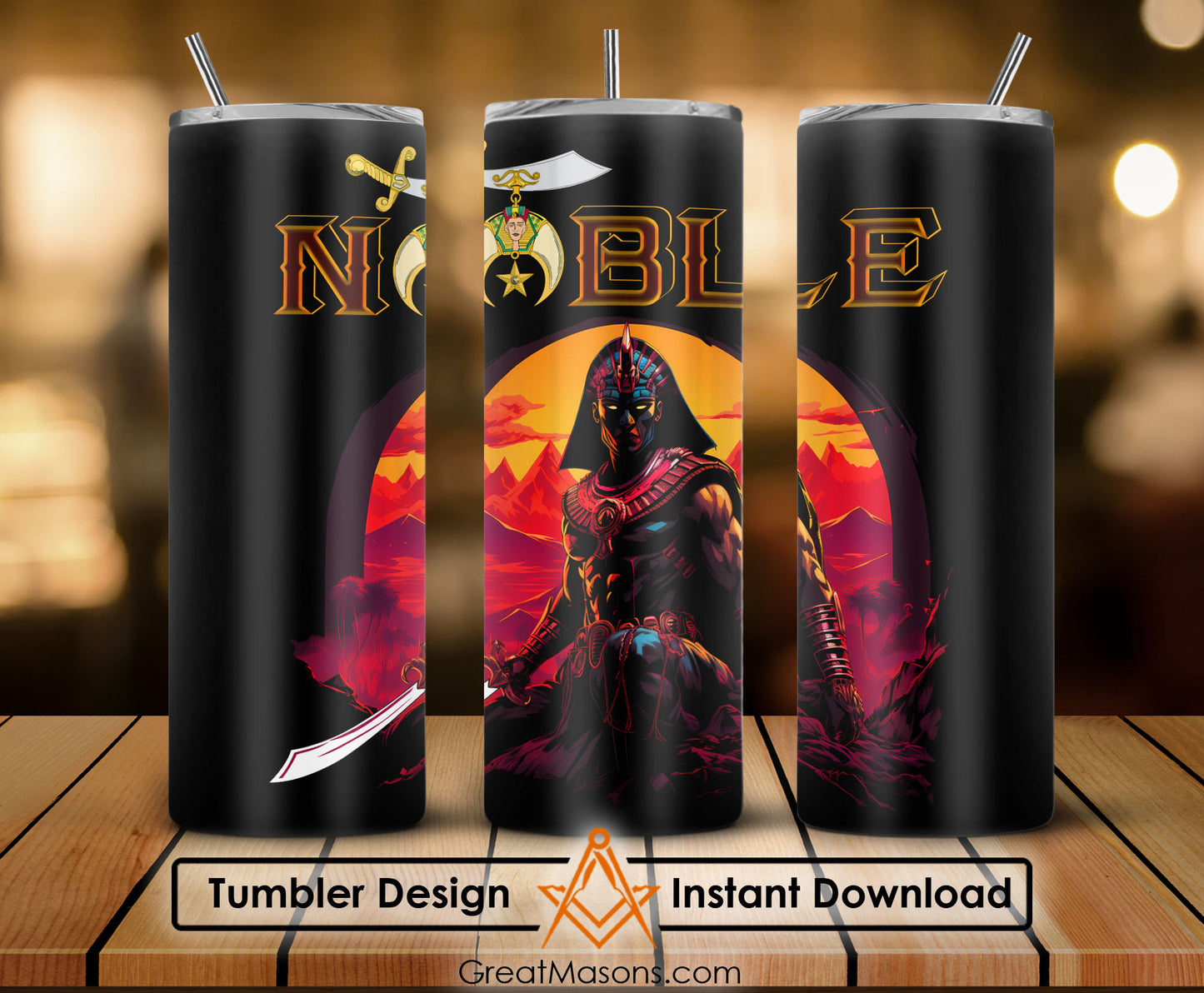 Noble Shriner Warrior Pharaoh King Of The Desert - Skinny Tumbler Wrap PNG File Digital