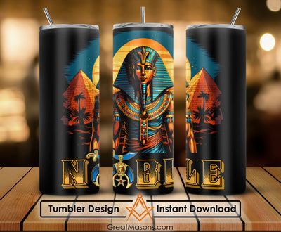 Noble Shriner Egyptian Pharaoh King Pyramids - Skinny Tumbler Wrap PNG File Digital